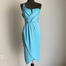 ASOS Women’s Size 12 Grecian One-Shoulder Cocktail Midi Dress Quiet Luxury Glam