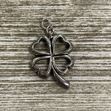 Silver Toned Openwork Four Leaf Clover Charm Pendant