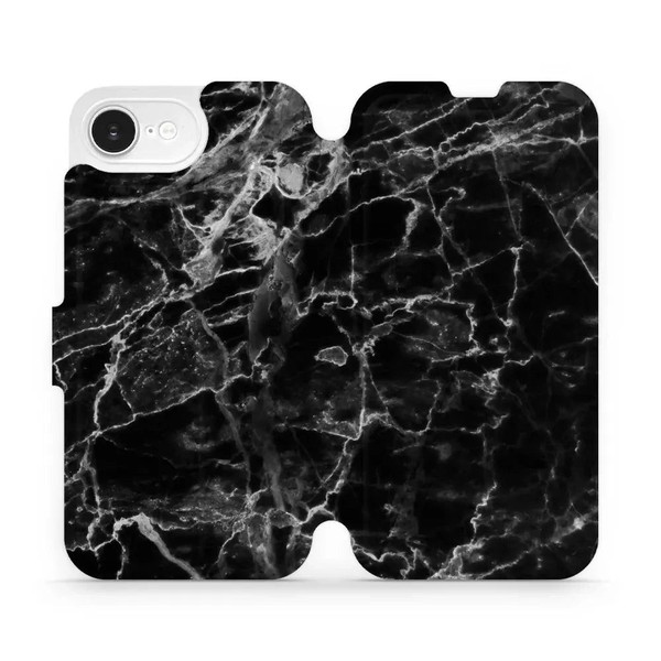 HandyhüLle Mit Klappe FüR Iphone 17E Mobiwear Case Flip Cover Schwarzer Marmor-image