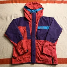 Marmot Mountain Parka Medium 90s Vintage Neon Red Purple Goretex Hooded Jacket