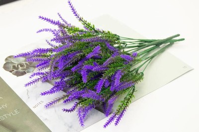 Künstlicher Lavendel Blumenstrauß, Kunstseide Laub UV beständig Kunststoff Pflanze