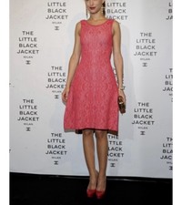 Chanel Coral Camellia Jacquard Sleeveless Fit-and-Flare Dress — FR 38 (US 6)