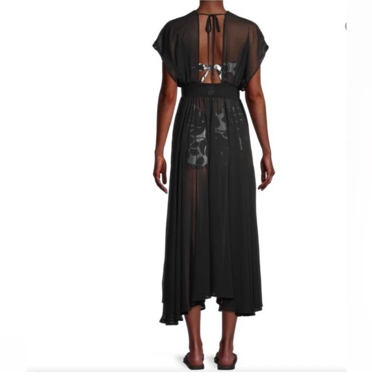 vestito copricostume kate spade nero poliestere trasparente taglia media