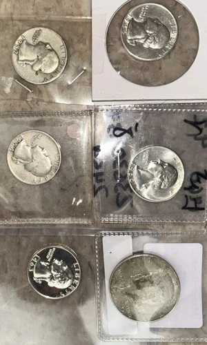 Lot Of 6 Silver Quarters Quarter Proof Kennedy 1963 Proof 1944