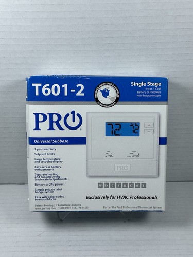 Termostato no programable de una sola etapa Pro1 IAQ T601-2, 1H/1C - Imagen 2 de 14