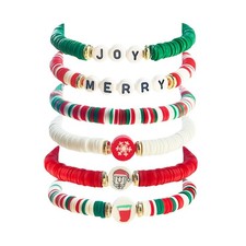 Christmas Friendship Bracelets Set for Women Christmas Bracelets Bulk Clay Beads
