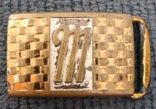 Vintage HICKOK MASTER PLATE Belt Buckle Monogram "M" ZN-Alloy Gold Antique