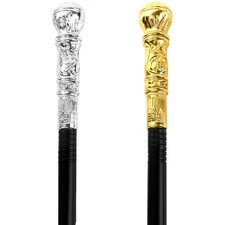 2PCS Gold Walking Cane & Silver , Halloween Party Theme Supplies, King Cosplay