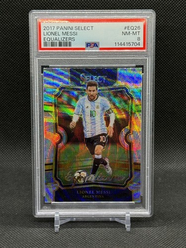 Lionel Messi 2017-18 Panini Select Soccer Equalizers Wave Prizm PSA 8 SP Low Pop