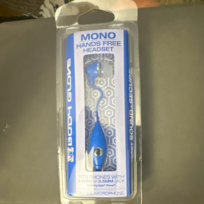 Body Glove Mono Hands Free Blue Single In-Ear Earbud 2.5mm/3.5mm Mic