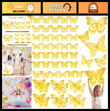 48 Pcs 3D Butterfly Wall Decor Set - Large Stickers for Party, Nursery, Wedding,