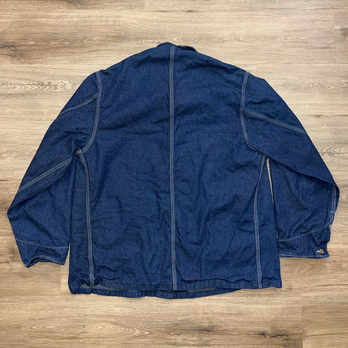 Vintage 80s 90s Carhartt Denim Blue Chore Jacket Coat 8C Unlined