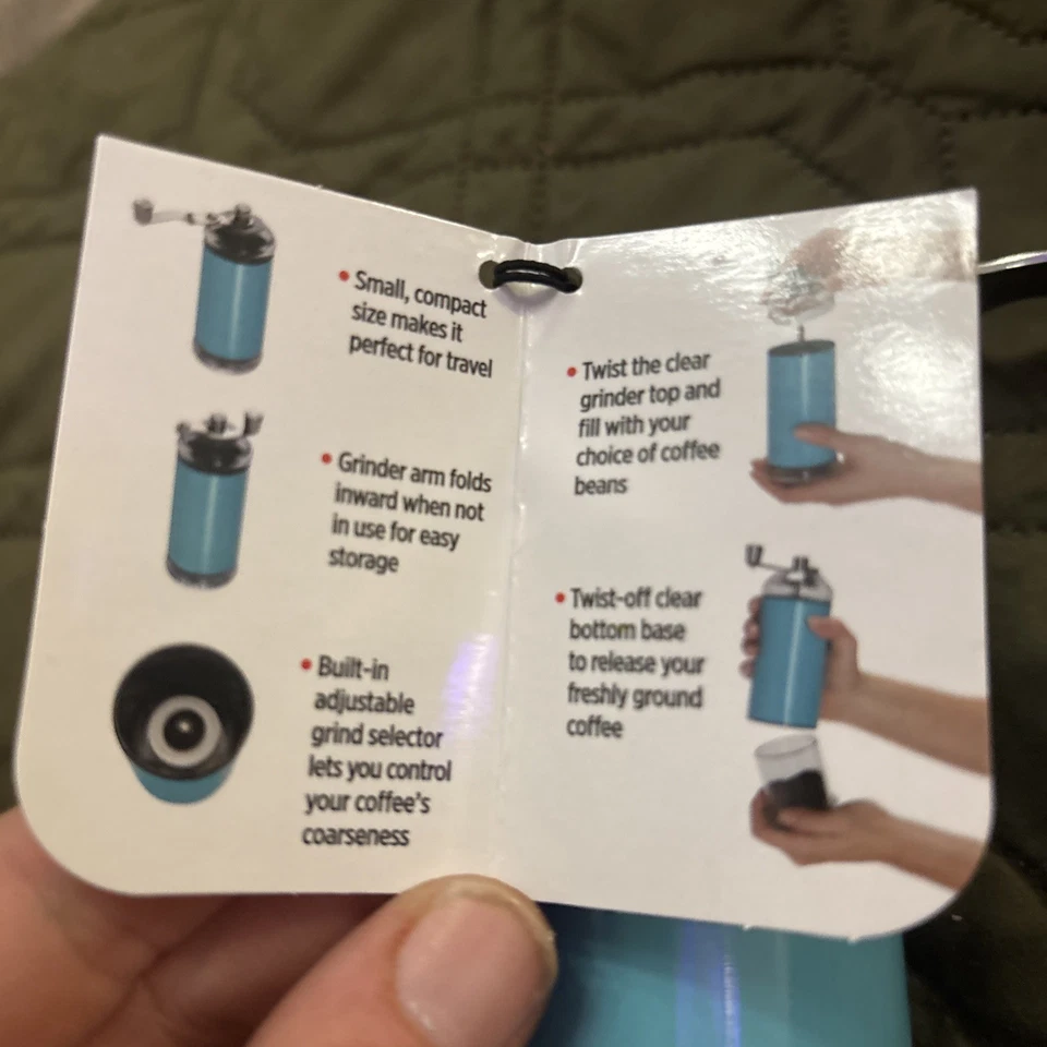 Copco портативная дорожная ручная кофемолка с выдвижной планкой, бирюзовая компактная - Изображение 3 из 4