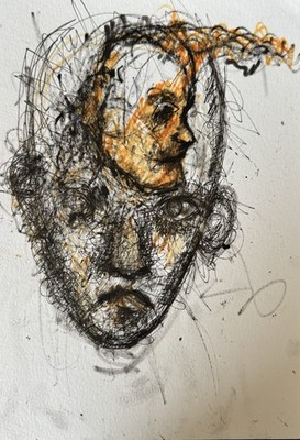 HASWORLD ORIGINAL Moderne Zeichnung Gesicht ABSTRAKTE Kunst EXPRESSIONIST Zeitgenössisch
