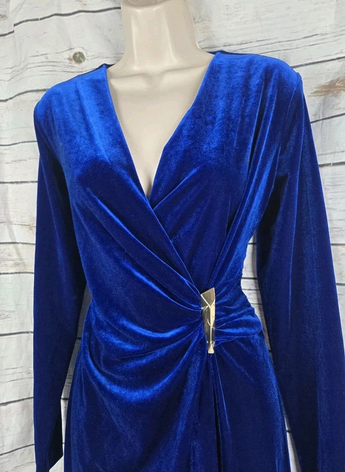 Calvin Klein синий бархат платье 8 искусственного надежном собранными в Рюш классический праздник женщин - Изображение 2 из 4