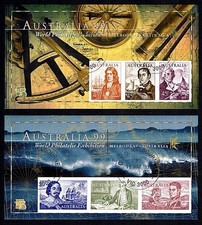 AUSTRALIA 1999 WORLD STAMP EXHIBITION &bull; 2 Minisheets &bull; Imperf &bull; CTO