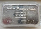1 Oz .999 Fine Silver Bar Vintage JACKSON PRECIOUS METALS Art Bar