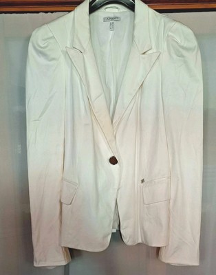 NEU!Schicke''Apart''Jacke Weiß stretch leicht glänzend Schulterpolster GR38 s.Maß