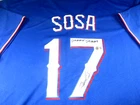 Sammy Sosa / Autographed Texas Rangers Blue Custom Baseball Jersey / BAS