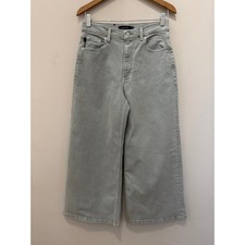 Johnny Was Sydney Cropped Wide Leg Gray Jeans Boho Everyday Classic Size 29