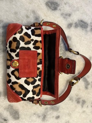 【希少美品】 コーチ ハンドバッグ 8A32 ソーホー オセロットデミフラップ Rare Y2K Vintage Coach SoHo purse 8A32 ocelot leopard calf hair