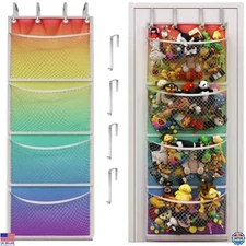 Honeyera Rainbow Over Door Stuffed Animal Storage - Large Hanging Toy Organizer