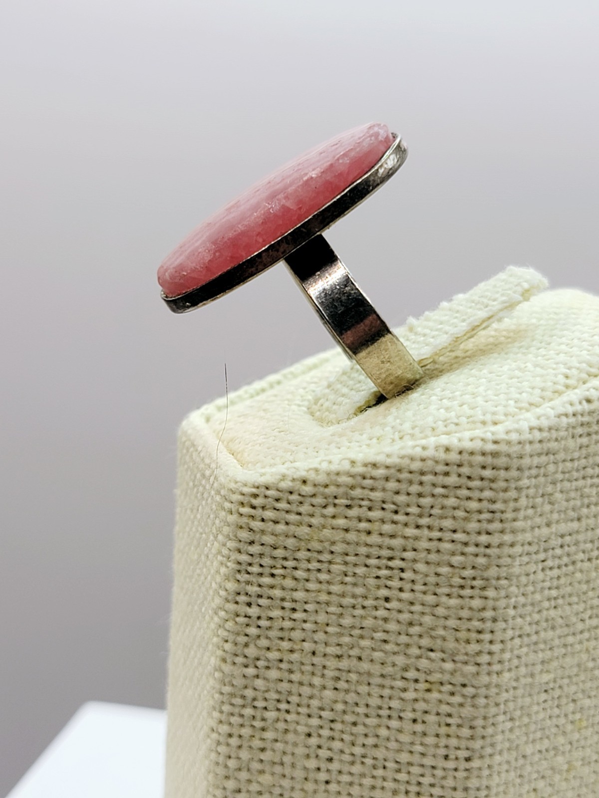 835 Silver Rhodochrosite Ring Adjustable Size 6 - image 3