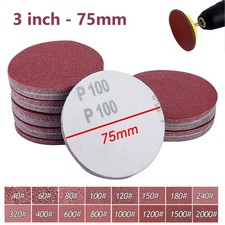 75mm 3" Sanding Discs 40-1000 Grit Hook and Loop Orbital Sander Pads Sandpaper