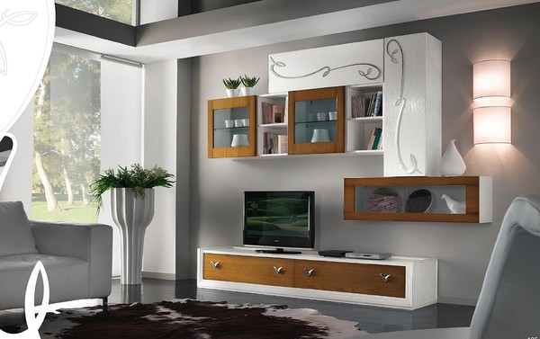 Tv Wand Wohnwand Anbauwand Wohnzimmer MöBel Luxus Rtv WohnwäNde Schrank Regal-image