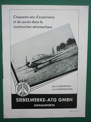 5/1962 PUB SIAT WMD SIEBELWERKE DONAUWORTH SIAT 222 FLUGZEUG FLUGZEUG FRANZÖSISCHE ANZEIGE