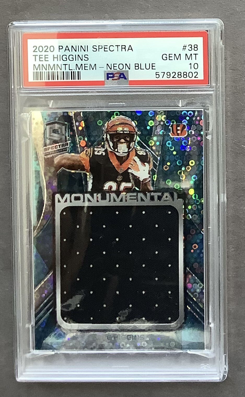 Tee Higgins Panini Spectra Monumental Memorabilia #38 Neon Blue