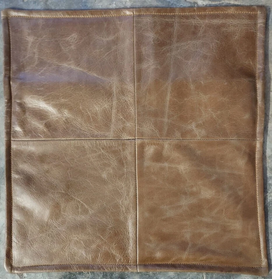 Cow Leather Throw Pillow Covers, Set of 2 Brown Modern Couch Cushion - Image 2 of 2