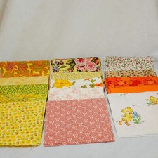 Lot 100 Pre Cut Cotton 5" Quilting Squares Flowers Bows Ducks Orange Yellow