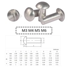 M3 M4 M5 M6 Aluminium Solid Rivets Button Dome Head Rivets Cup Head Rivets