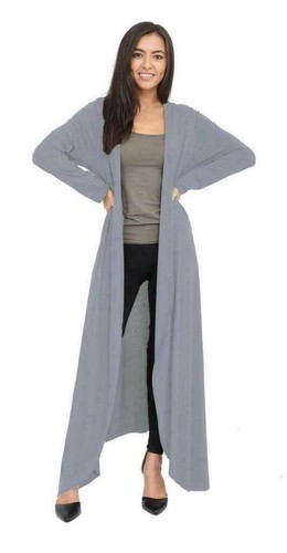 Womens *BOYFRIEND* Long Sleeve *MAXI CARDIGAN* Open Floaty Long Cardigan 8-26 - Picture 4 of 9