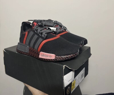 Adidas Mens NMD R1 Shoes Size US Black Red Gray Lace Up