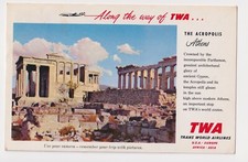 TWA TO THE ACROPOLIS, ATHENS GREECE, TRANS WORLD AIRLINES & PARTHENON, c1950s