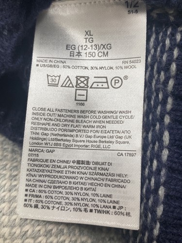 GAP Kids Boy’s Wool Blend Shawl Collar Button Up Cardigan Sweater Sz. XL (12) - Picture 5 of 5