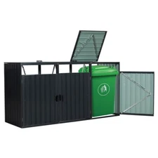 Garbage Bin Shed Stores 2/3 Trash Cans Metal Outdoor Bin Shed Garden Waste Bins