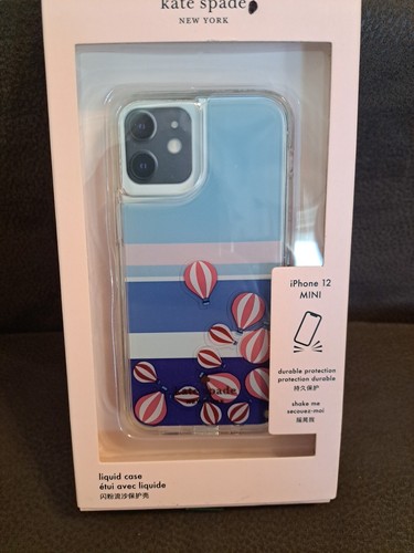 Kate Spade Liquid Phone Case iPhone 12 Mini Up and Away Hot Air Balloon New - Zdjęcie 3 z 10