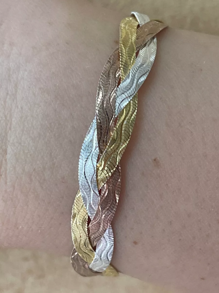 Tri color sale gold braided bracelet