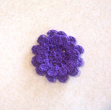 Crochet Royal Purple 2-Layered Mum Flower Applique X-Small Quilting Sewing