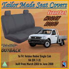 <!--F#f_0-->Grey Canvas Seat Covers for Holden Rodeo RA Single Cab: from 03/2003 to 06/2008<!--F/-->