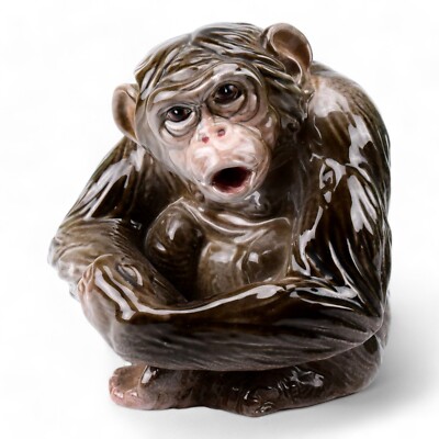 Terracotta Monkey Chimpanzee Italian Figurine Sculpture