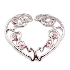 Pair NON-PIERCING CLIP-ON Heart SILVER NIPPLE RINGS SHIELDS