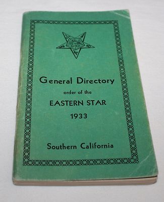 1933 Order Eastern Star General Directory Southern California Officers Chapters