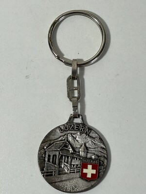 Luzern Switzerland Metal Engrave Scenic Map Key Chain Souvenir