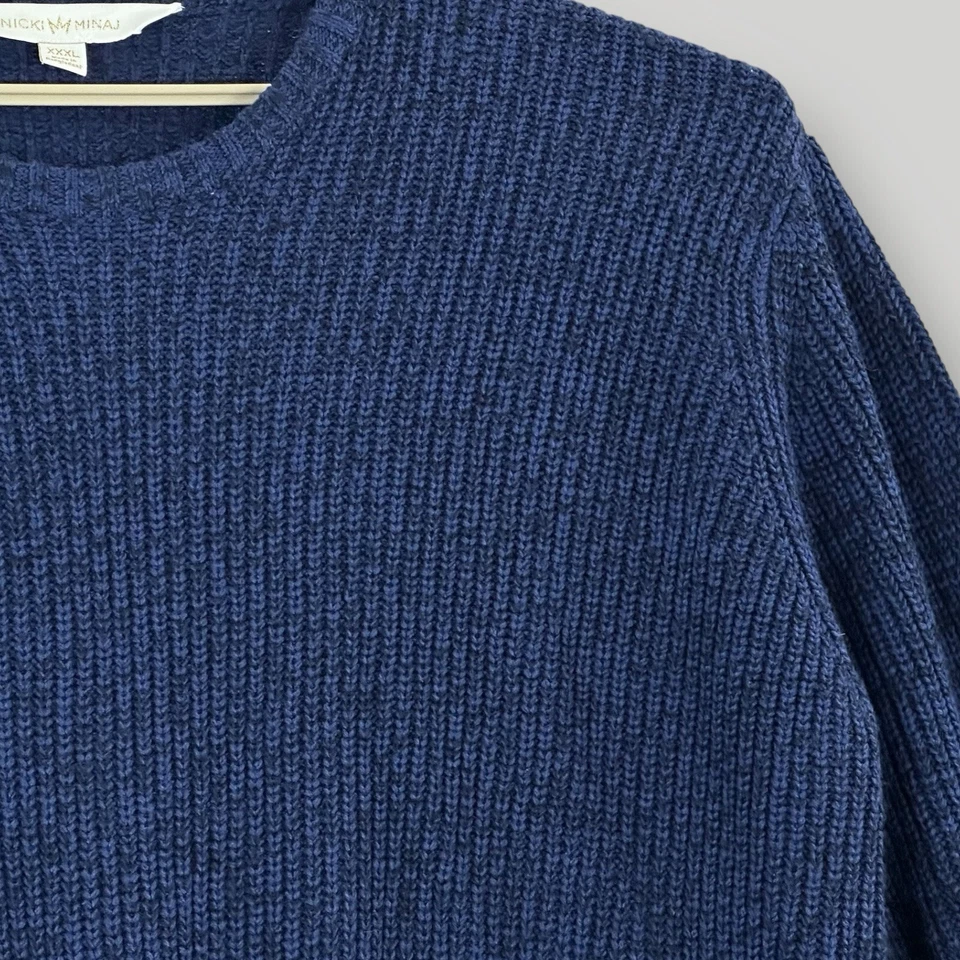 Suéter Nicki Minaj Mujer 3XL Azul Marino Grueso Tejido con Cremalleras Laterales Manga Larga Foto 2 de 4