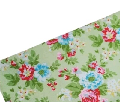 Tanya Whelan Fabric Floral Freespirit Cotton Quilt Sew Green Roses NEW Yard 