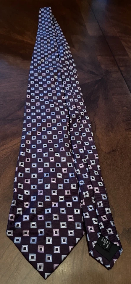 Corbata de cuello para hombre Claiborne púrpura hecha a mano 100 % seda importada hecha en China Foto 3 de 4